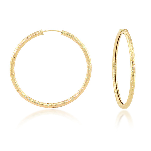 14k Yellow Gold Faceted Endless Hoop Earrings 1.25in SC4Y813715