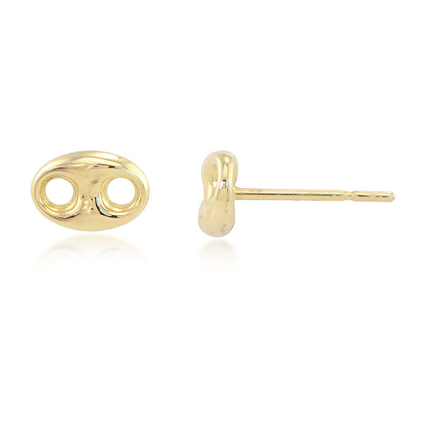 14k Yellow Gold Mariner Link Stud Earrings