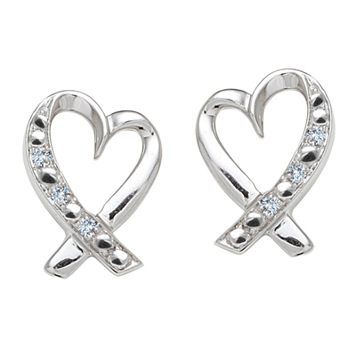 10kt White Gold Diamond Heart Earrings 0716ERW | Joy Jewelers