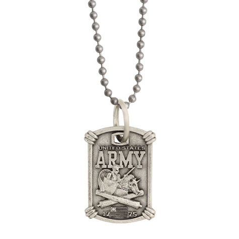 Pewter US Army Necklace with 24in Stainless Steel Bead Chain