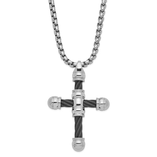Edwar Mirell Black Titanium 1 1/2in Cable Cross and 20in Chain