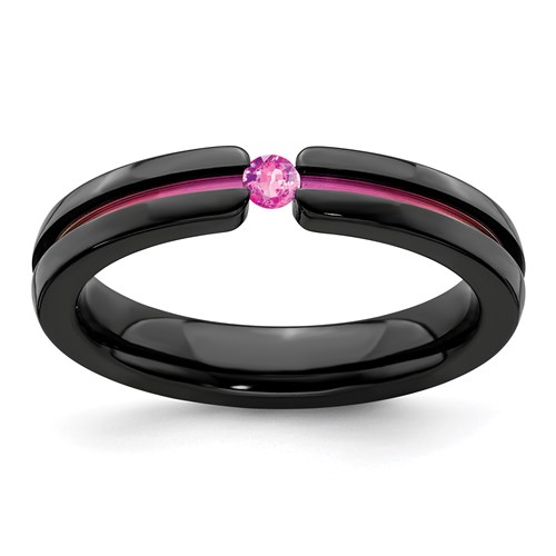 Edward Mirell Pink Sapphire 4mm Black Titanium Ring