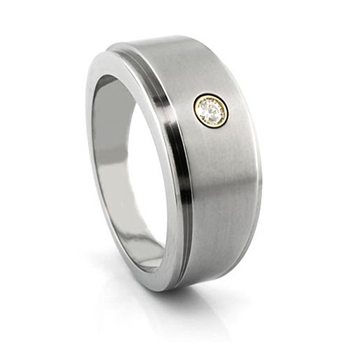 1/10 CT Diamond 10.5mm Titanium Ring