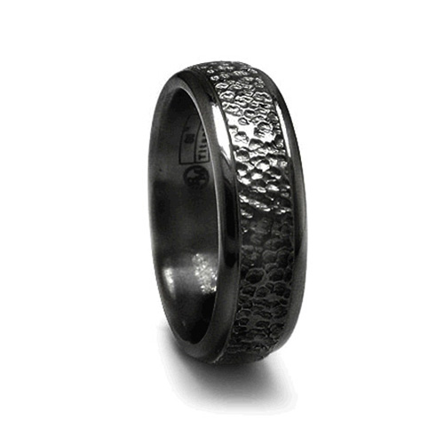 Edward Mirell 7mm Hammered Black Titanium Ring