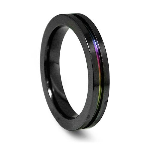 Edward Mirell 4mm Black Titanium Ring with Anodized Groove