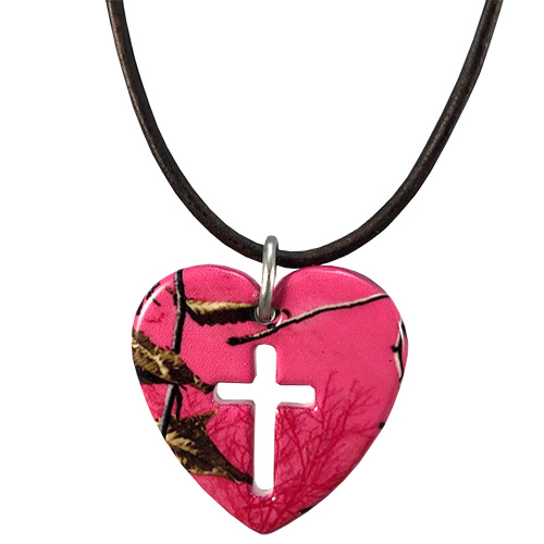 Realtree Xtra Paradise Pink Camo Heart Necklace