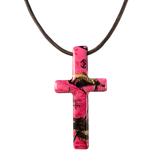 Realtree Xtra Paradise Pink Camo Cross Necklace