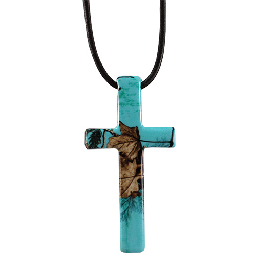 Realtree Xtra Sea Glass Camo Cross Necklace