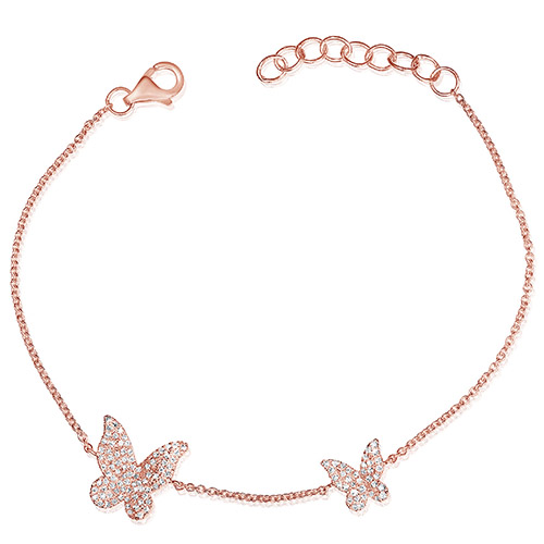 14k Rose Gold .35 ct tw Diamond Pave Butterfly Bracelet