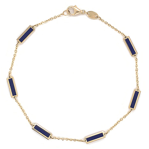 14k Yellow Gold Lapis Bar Station Bracelet SDGSB901LAY