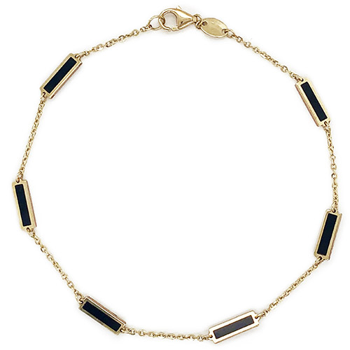 Cable Classics Bracelet in Sterling Silver with Black Onyx and 14K Yellow  Gold