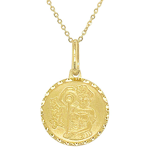 14k Yellow Gold Aquarius Zodiac Sign Medal Necklace