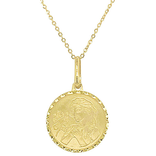 14k Yellow Gold Mini Virgo Zodiac Sign Medal Necklace