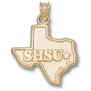 Sam Houston State University Texas Map Pendant 3/4in 14k Yellow Gold
