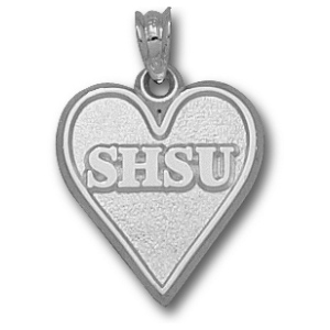 Sterling Silver 5/8in Sam Houston University Heart Pendant