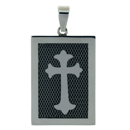 2in Stainless Steel Mesh Cross Dog Tag