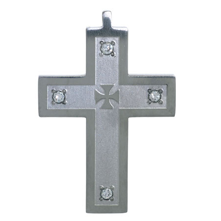 2in Steel Cross with Cubic Zirconias