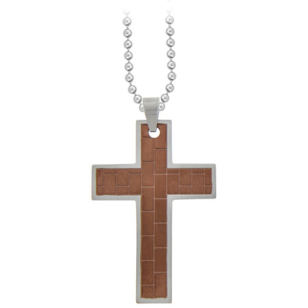 Brownstone Cross Pendant - Stainless Steel