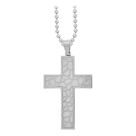 Cobblestone Cross Pendant - Stainless Steel