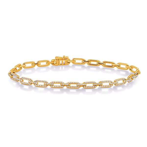 14k Yellow Gold 1.05 ct tw Diamond Paper Clip Bracelet