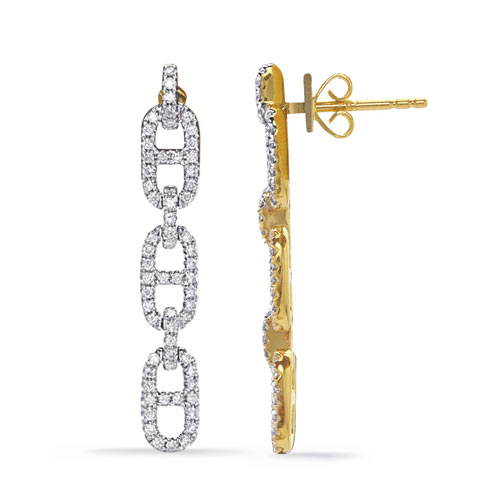 14k Yellow Gold .44 ct tw Mariner Link Dangle Earrings