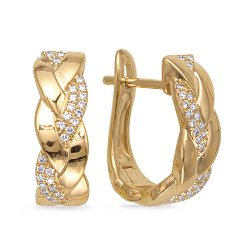 14k Yellow Gold .15 ct tw Diamond Woven Round Hoop Earrings