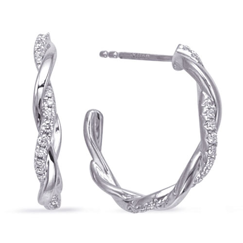 14k White Gold 0.20 ct tw Diamond Twist Open Hoop Earrings
