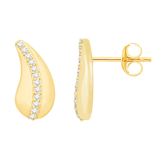 14k Yellow Gold .19 ct tw Diamond Teardrop Post Earrings