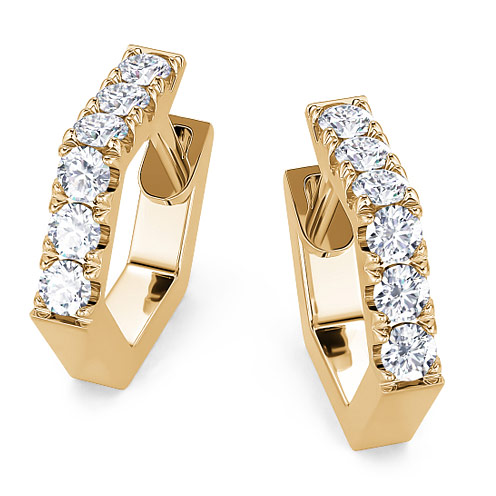 14k Yellow Gold 0.48 ct tw Diamond Geometric Hoop Earrings
