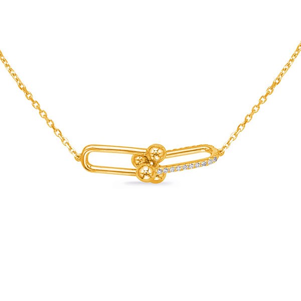 14k Yellow Gold .11 ct tw Diamond Mariner Shackle Link Necklace