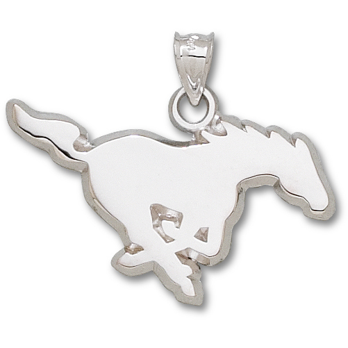 Sterling Silver 7/8in SMU Mustang Pendant