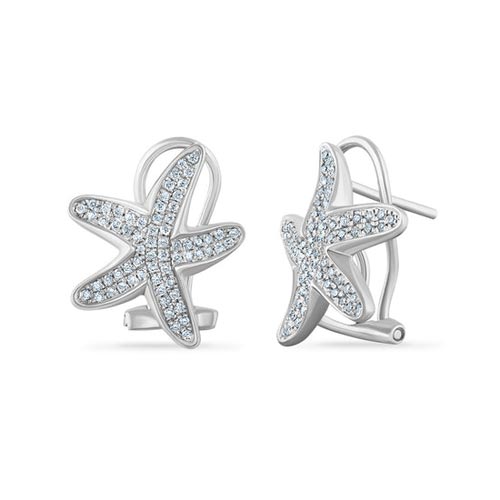 14k White Gold 1/3 ct tw Diamond Starfish Earrings