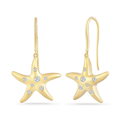14k Yellow Gold 1/4 ct tw Diamond Starfish Earrings JJE552