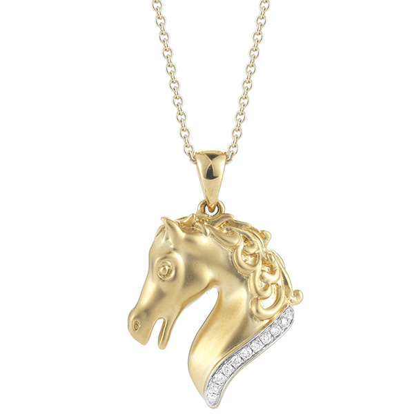 14k Yellow Gold .60 ct tw Diamond Horse Head Necklace