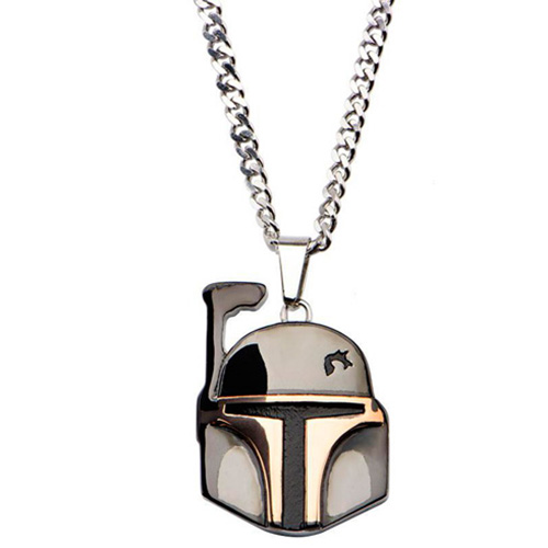 Stainless Steel Star Wars Boba Fett Pendant on 22in Chain