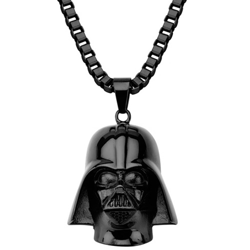 Stainless Steel Black Star Wars 3D Darth Vader Pendant on 22in Chain