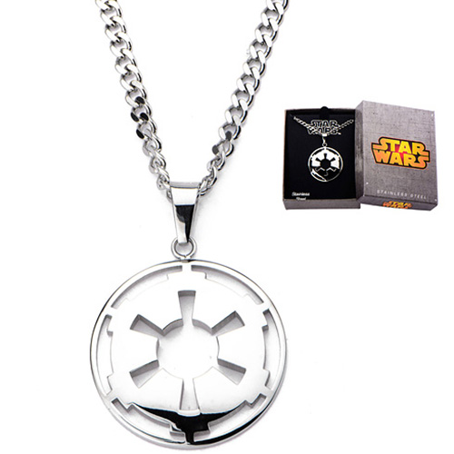 Stainless Steel Small Galactic Empire Symbol Cut Out Pendant on Chain