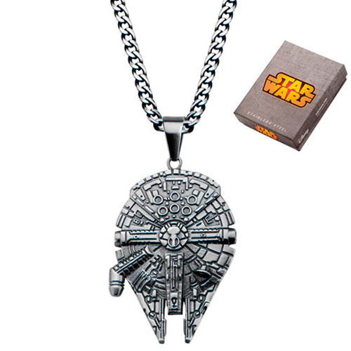 Stainless Steel Star Wars Millennium Falcon Pendant on 22in Chain