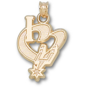 14kt Yellow Gold 3/4in I Heart the Spurs Pendant