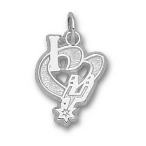 San Antonio Spurs 1/2in Sterling Silver I Heart Logo