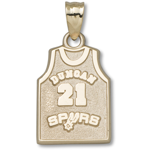 10kt Gold 5/8in Tim Duncan #21 Jersey Pendant