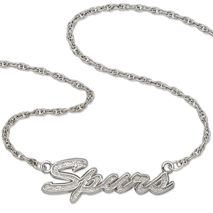 Sterling Silver San Antonio Spurs Script 18in Necklace