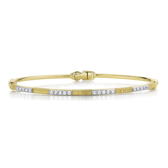 Sloane Street 18k Yellow Gold .48 ct tw Diamond  Line Bracelet with Strie Stations