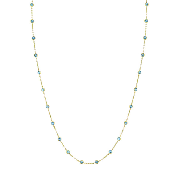 Sloane Street 18k Yellow Gold 3.3 ct tw Blue Topaz Station Necklace