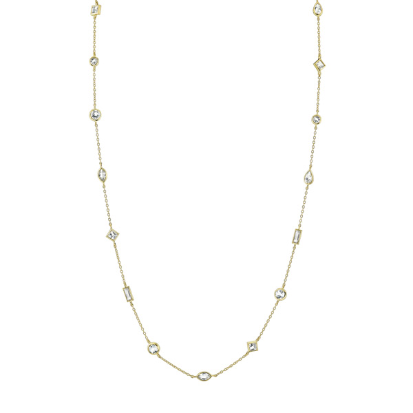Sloane Street 18k Yellow Gold Mix Shape White Topaz Station Necklace
