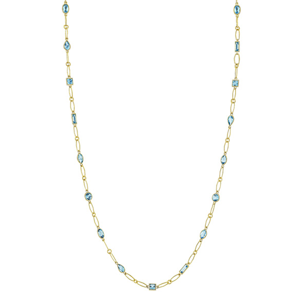 Sloane Street 18k Yellow Gold Swiss Blue Topaz Mix Shape Lacey Chain
