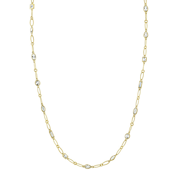 Sloane Street 18k Yellow Gold White Topaz Mix Shape Lacey Chain