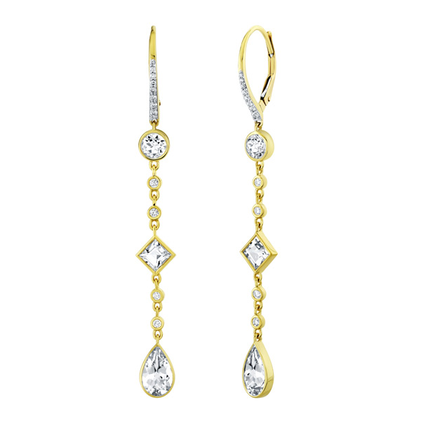 Sloane Street 18k Yellow Gold Mix Shape White Topaz Earrings With Diamonds