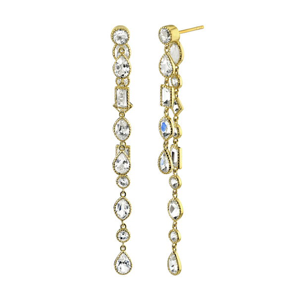 Sloane Street 18k Yellow Gold White Topaz Mix Shape Double Drop Earrings