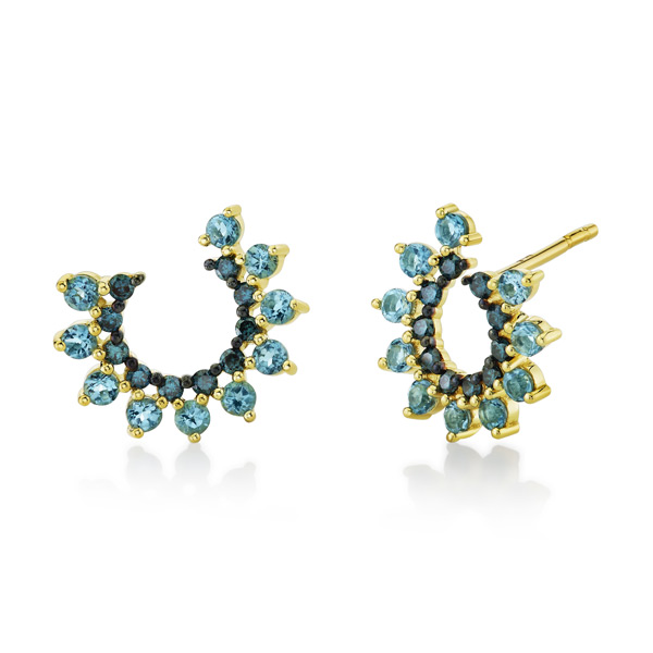 Sloane Street 18k Yellow Gold Swiss Blue Topaz and Blue Diamond Wrap Earrings